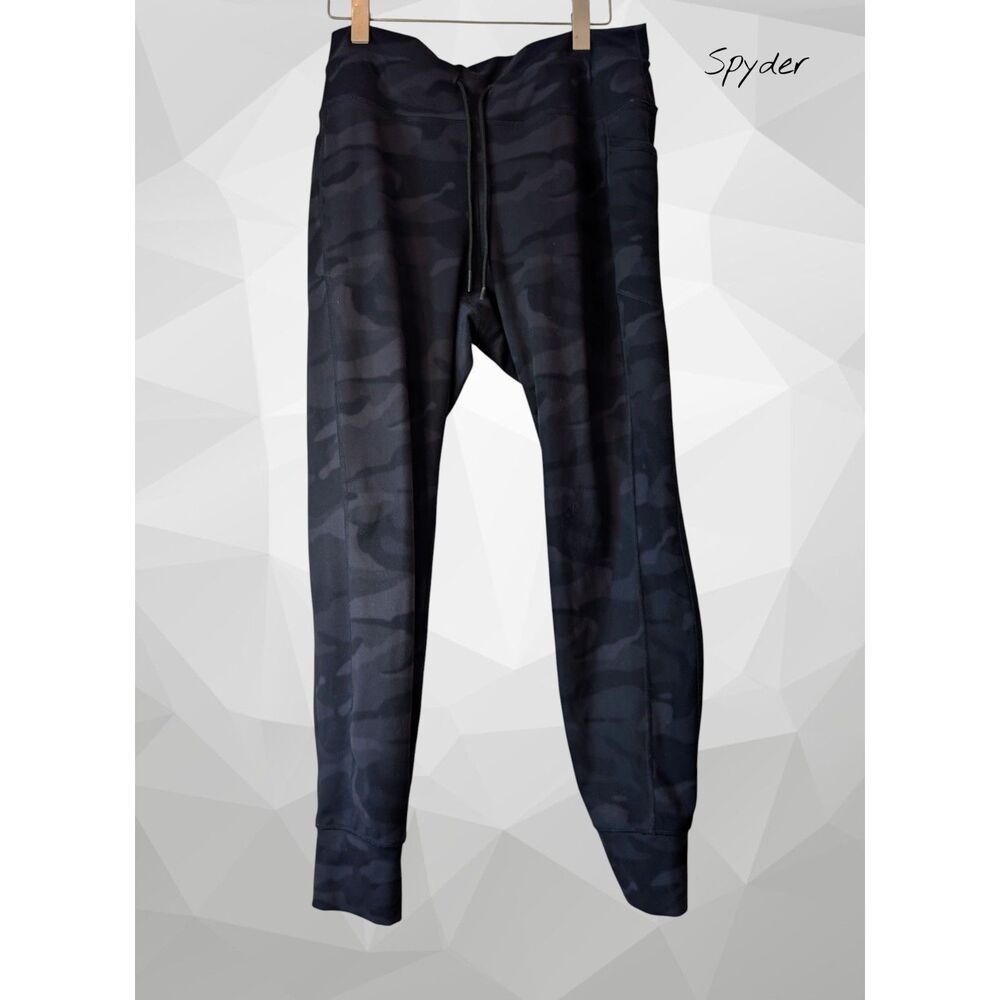 Spyder Active Joggers XL Black Camo Athletic Pants Drawstring Pockets